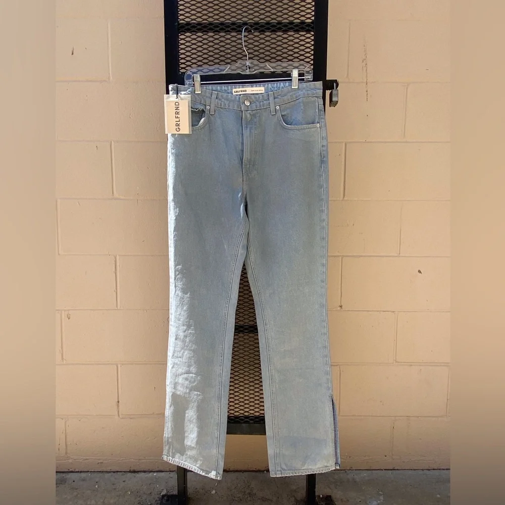 NWT GRLFRND The Harlow Coated High Rise Boot With Slit Lite Wash - Picture 3 of 16